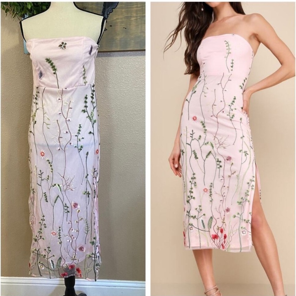NWOT Lulu strapless embroidered dress - NEVER WORN